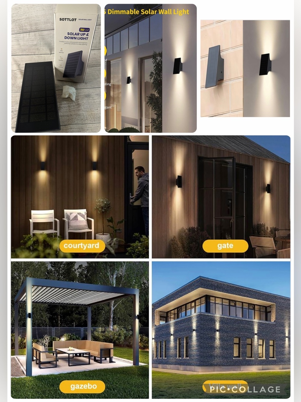 Solar Wall Light Outdoor Waterproof Up and Down, 3000K Solar Light